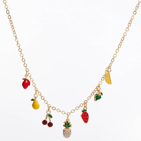 Ashley Gold-Tone Chain Necklace with Fruit Charms
