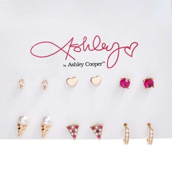 Ashley Gold-Tone Multi-Shape Crystal Earring Set