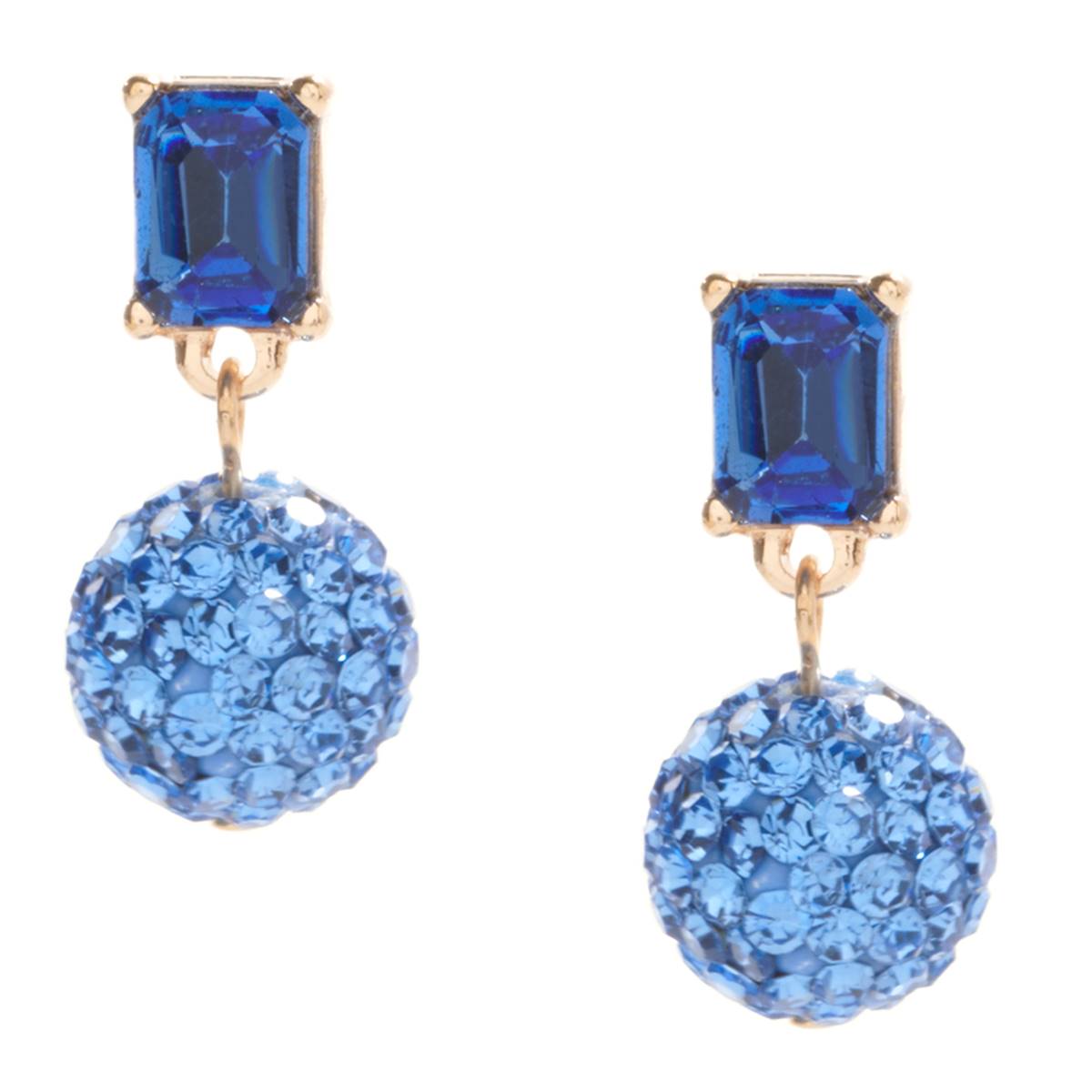 Ashley Cooper(tm) Blue Tonal Rhinestone Fireball Drop Earrings