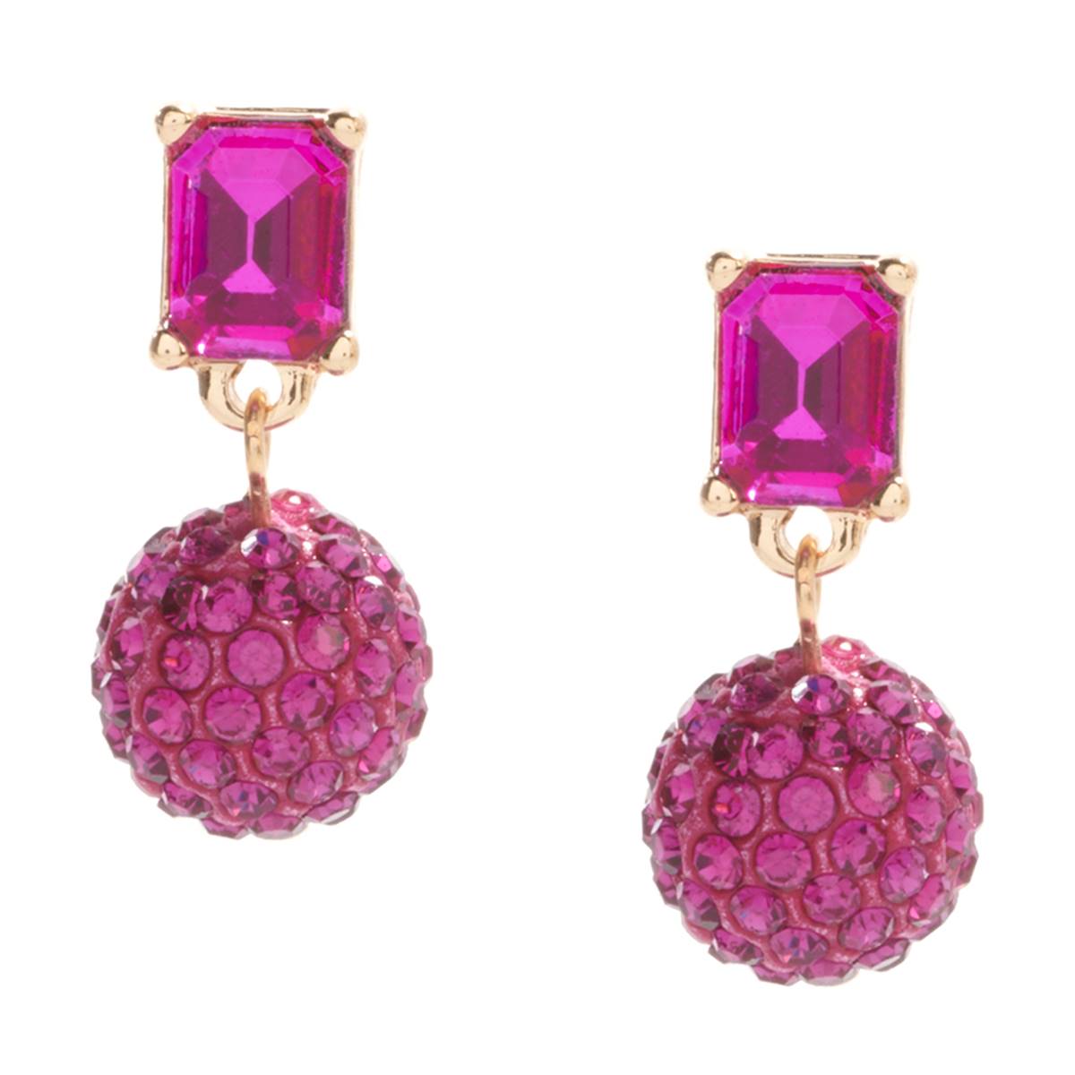 Ashley Cooper(tm) Pink Tonal Rhinestone Fireball Drop Earrings