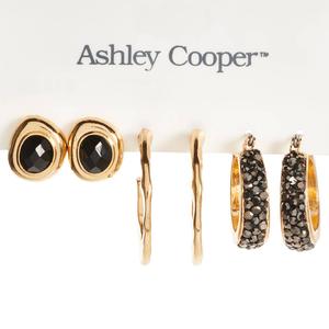 Ashley Cooper(tm) Studs/Textured Hoops/Pave Earring Set