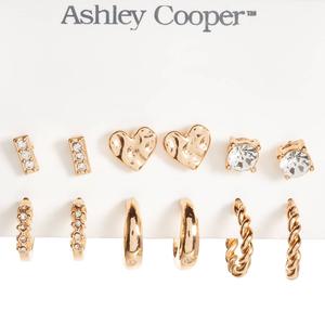 Ashley Cooper(tm) Sparkling Accents/Heart Design/Hoop Earring Set
