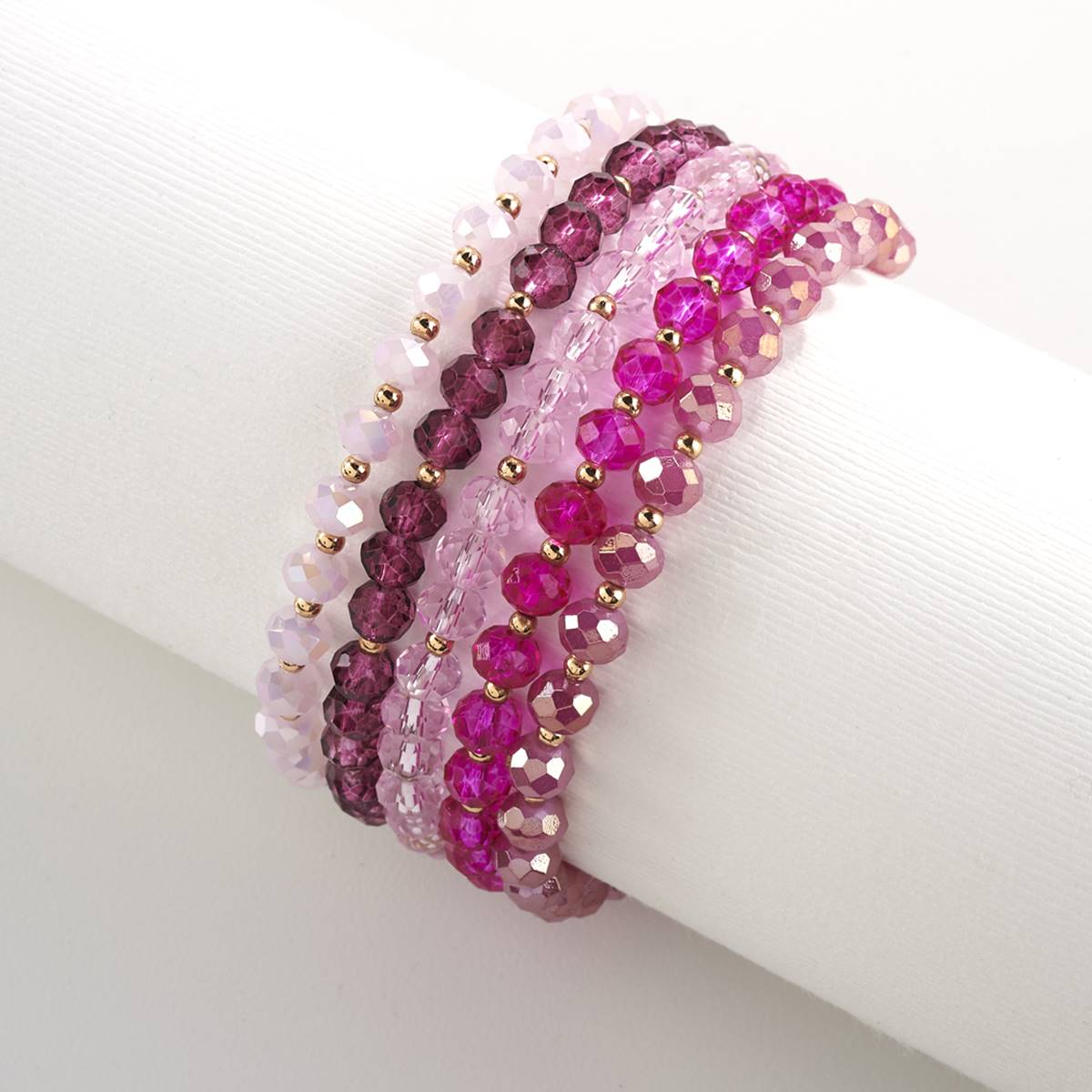 Ashley Cooper(tm) 5pc. Pink Faceted Bead Stretch Bracelet Set