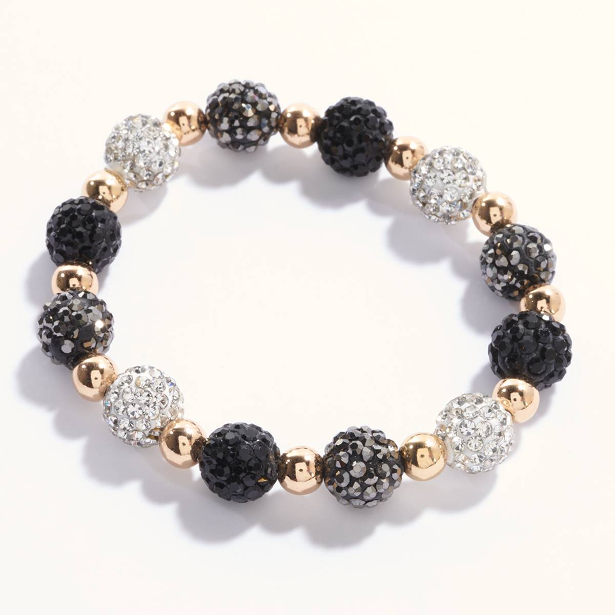 Ashley Cooper(tm) Black Rhinestone Fireball Beaded Stretch Bracelet