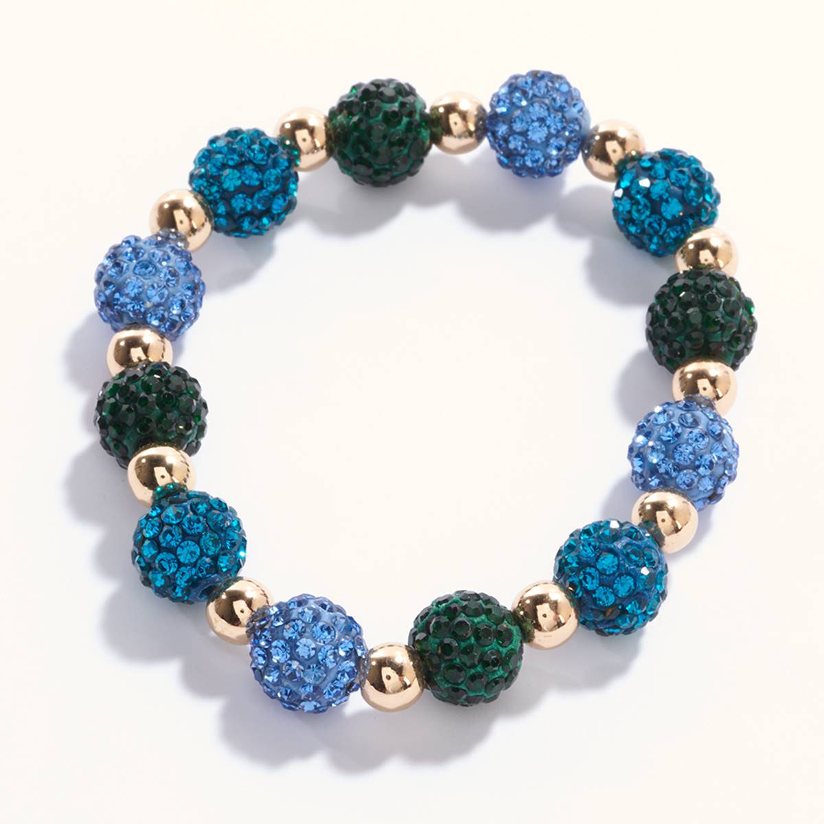 Ashley Cooper(tm) Blue Pave Fireball Beaded Stretch Bracelet