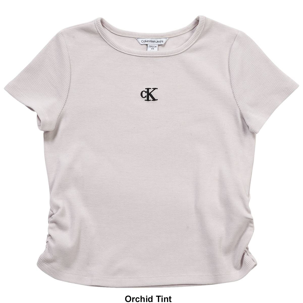 Girls (7-16) Calvin Klein Shirred Baby Short Sleeve Tee