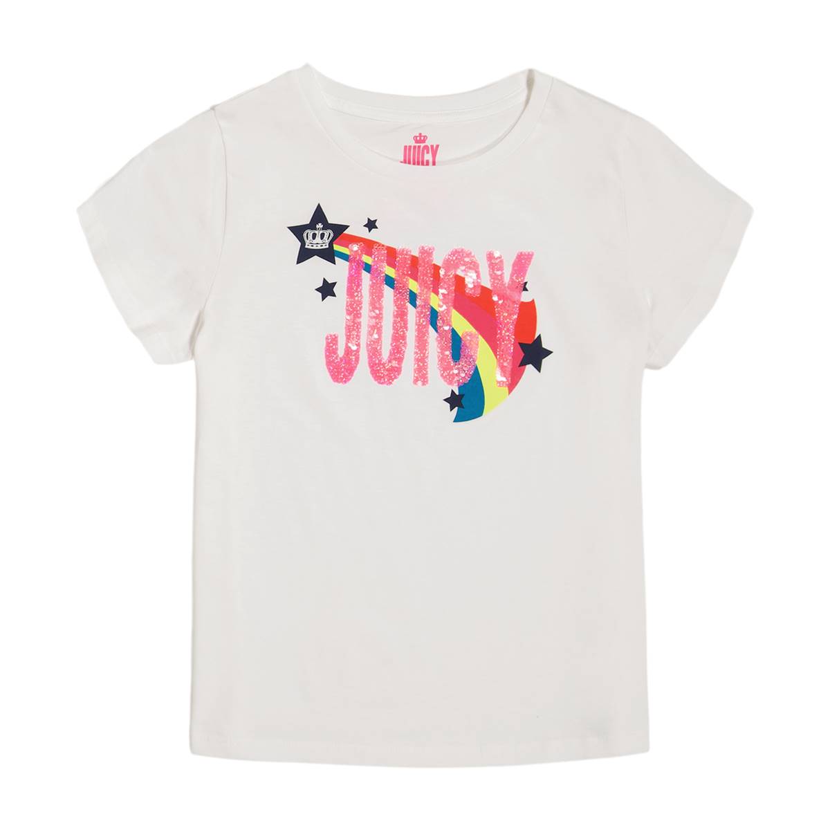 Girls (7-16) Juicy Couture Short Sleeve Juicy Rainbow Star Tee