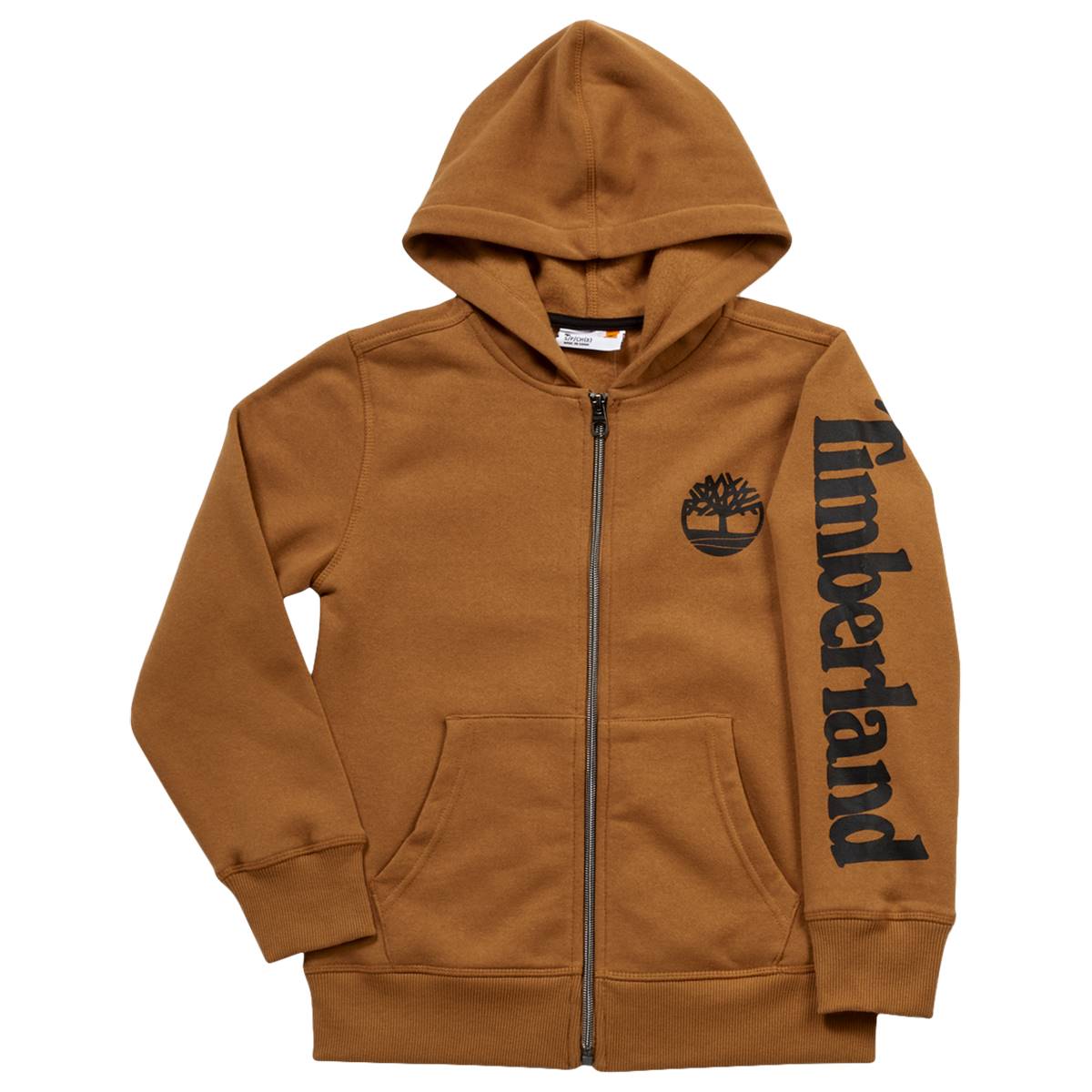 Boys (8-20) Timberland Long Sleeve Logo Zip Hoodie - Wheat