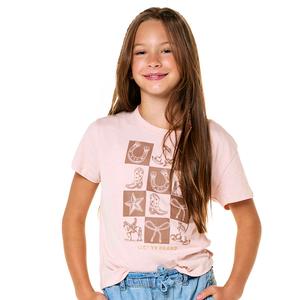 Girls (7-16) Lucky Brand Short Sleeve Checkered Cowgirl Tee