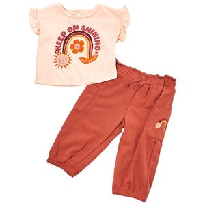 Baby Girl (12-24M) Kids Headquarters(R) Rainbow Top Jog Set