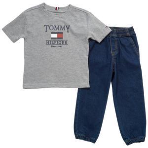 Toddler Boy Tommy Hilfiger 2pc. Marled Tee And Pull On Denim