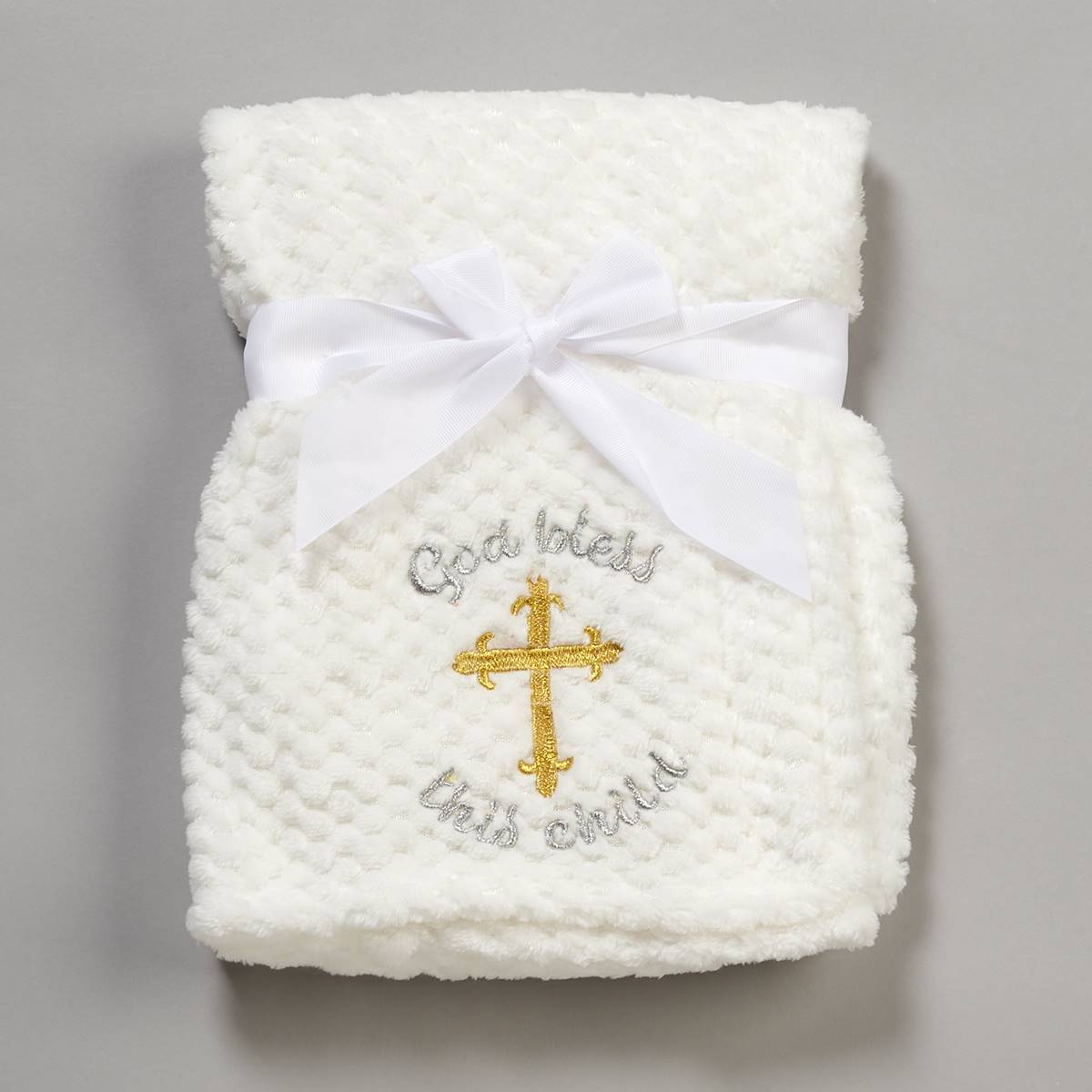 Heavenly Sent Bless This Child Applique Baby Blanket