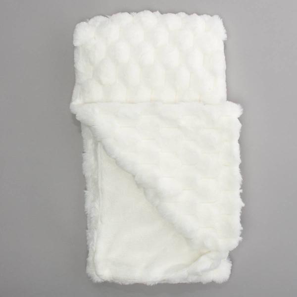Maison Des Fleurs(R) Honeycomb Faux Fur Reversible Blanket-White