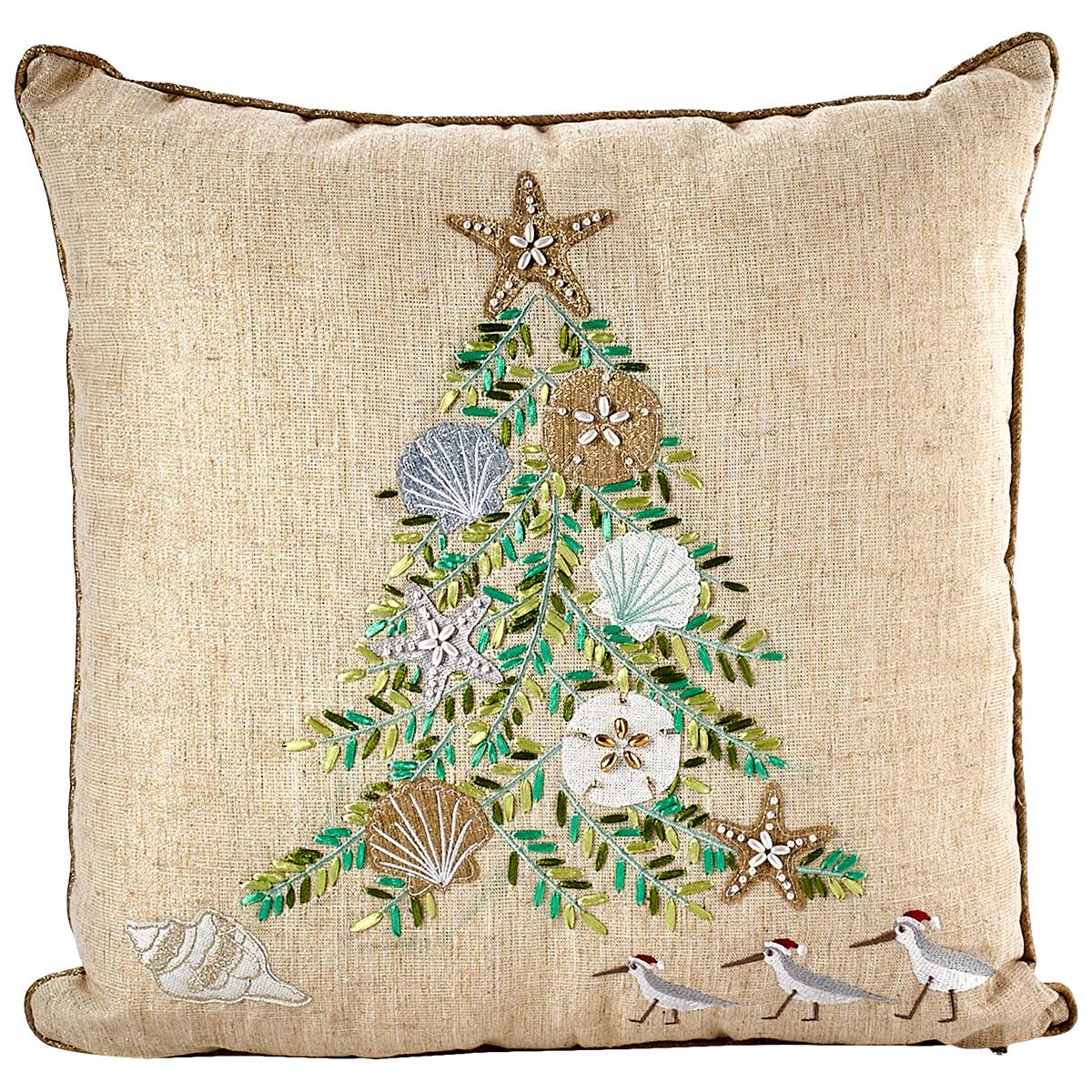 Seashell Christmas Tree Decorative Pillow - 16x16