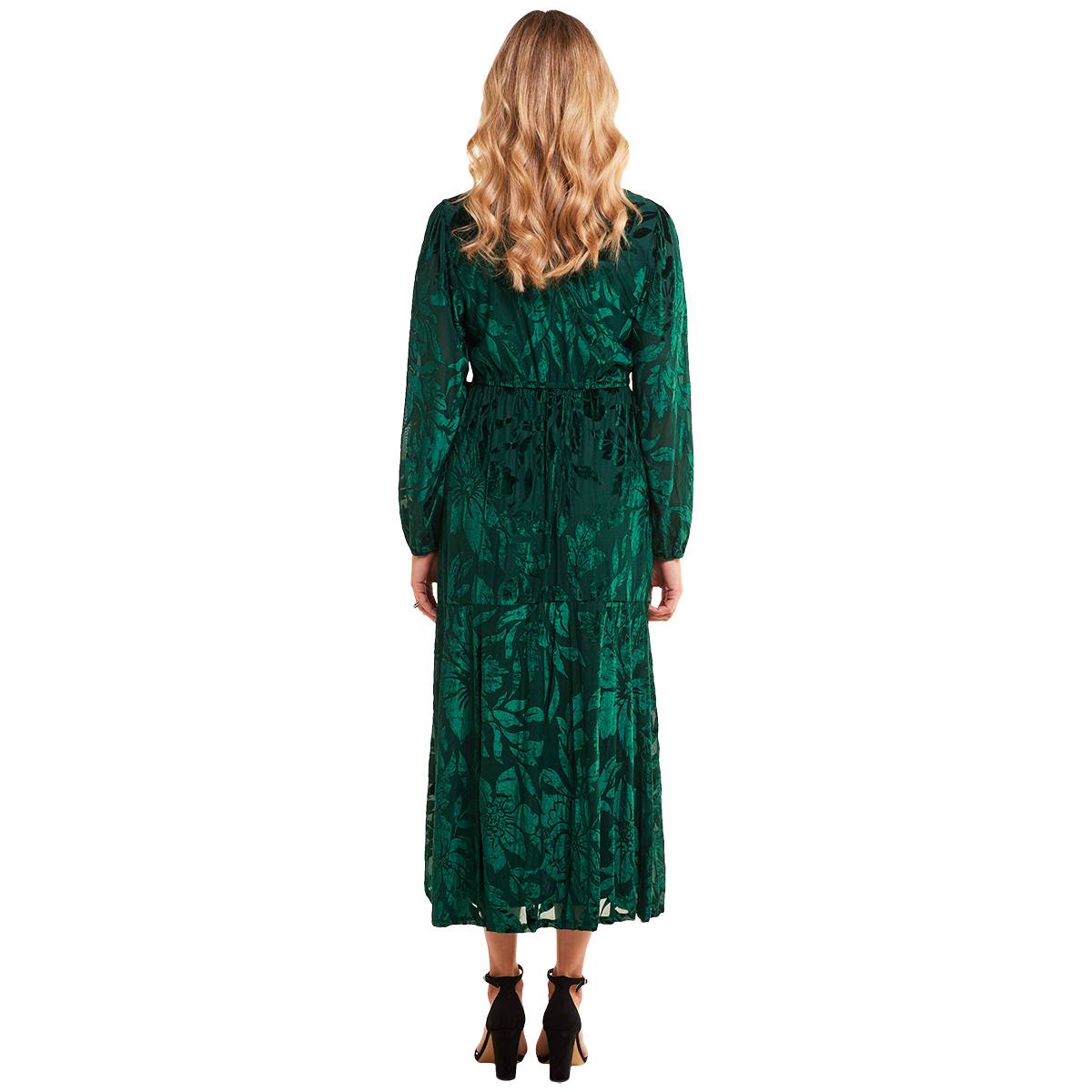 Womens Harlow & Rose Long Sleeve Burnout Velvet Wrap Dress