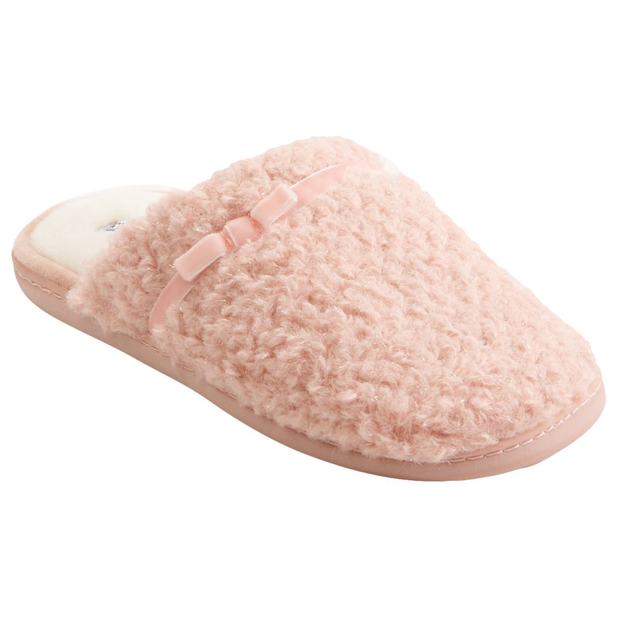 Womens Ellen Tracy Shimmer Sherpa Scuff Slippers