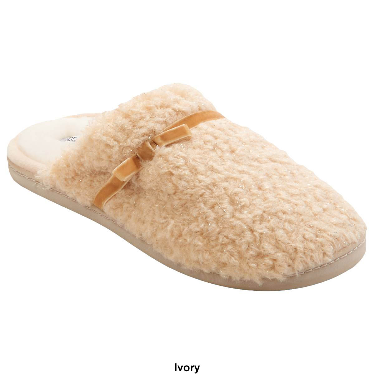 Womens Ellen Tracy Shimmer Sherpa Scuff Slippers