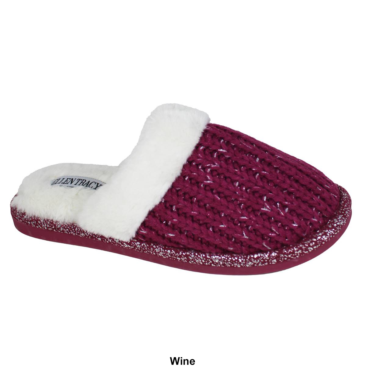 Womens Ellen Tracy Shimmer Knit Slide Slippers