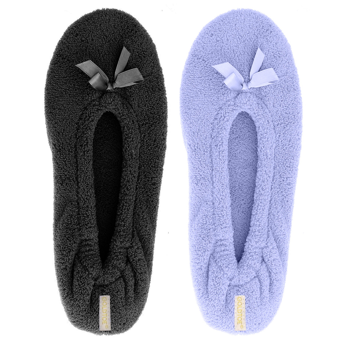 Womens Gold Toe(R) 2pk. Terry Ballerina Slippers