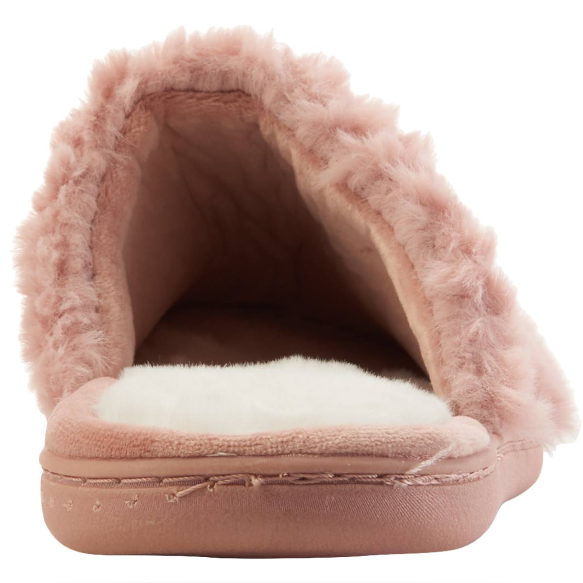 Womens Gold Toe(R) Embossed Faux Fur Scuff Slippers