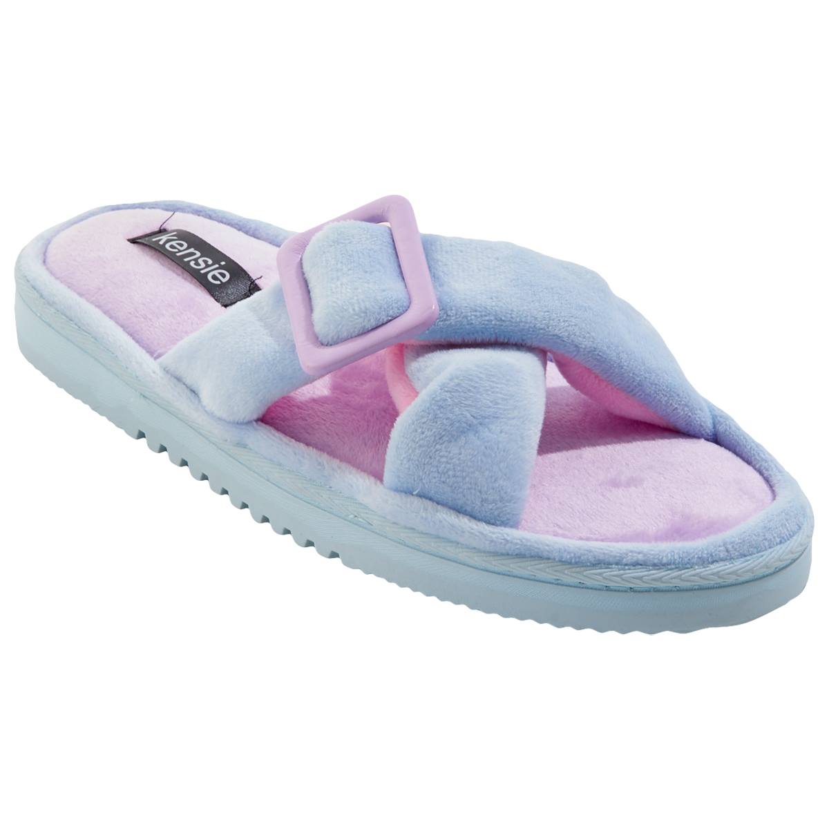 Womens Kensie X Cross Slide Slippers With Buckle