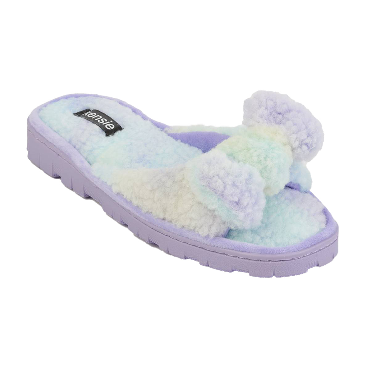 Womens Kenise Sherpa Tie Dye Knotted Slide Slippers