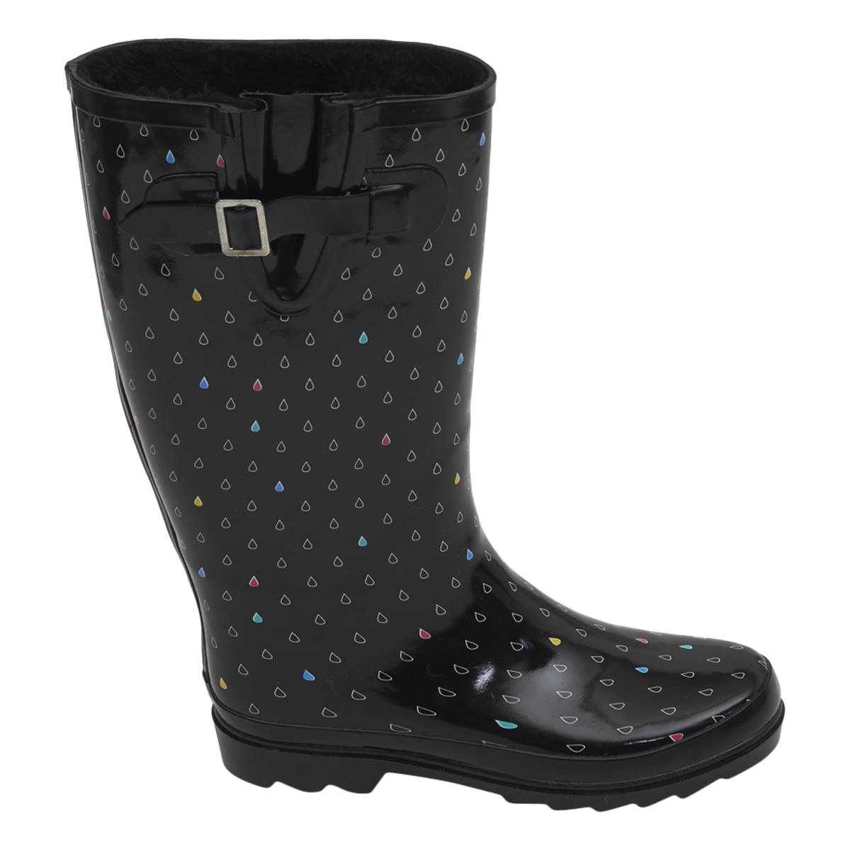 Womens Fifth & Luxe Tall Faux Fur Lined Rain Boots - Black/Multi