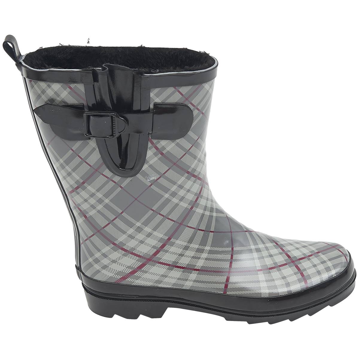 Womens Fifth & Luxe Mid Calf Faux Fur Lined Rain Boots