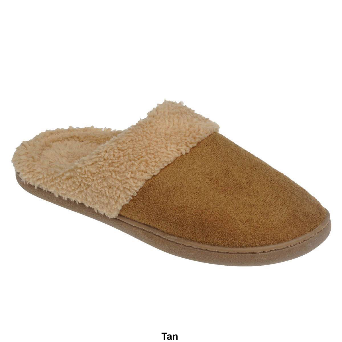 Womens Gold Toe(R) Microsuede Clog Slippers W/Faux Fur Collar