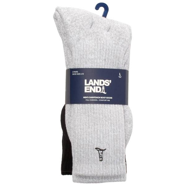 Mens LANDS' END(R) 3pk. Cashtouch Boot Socks alternate view