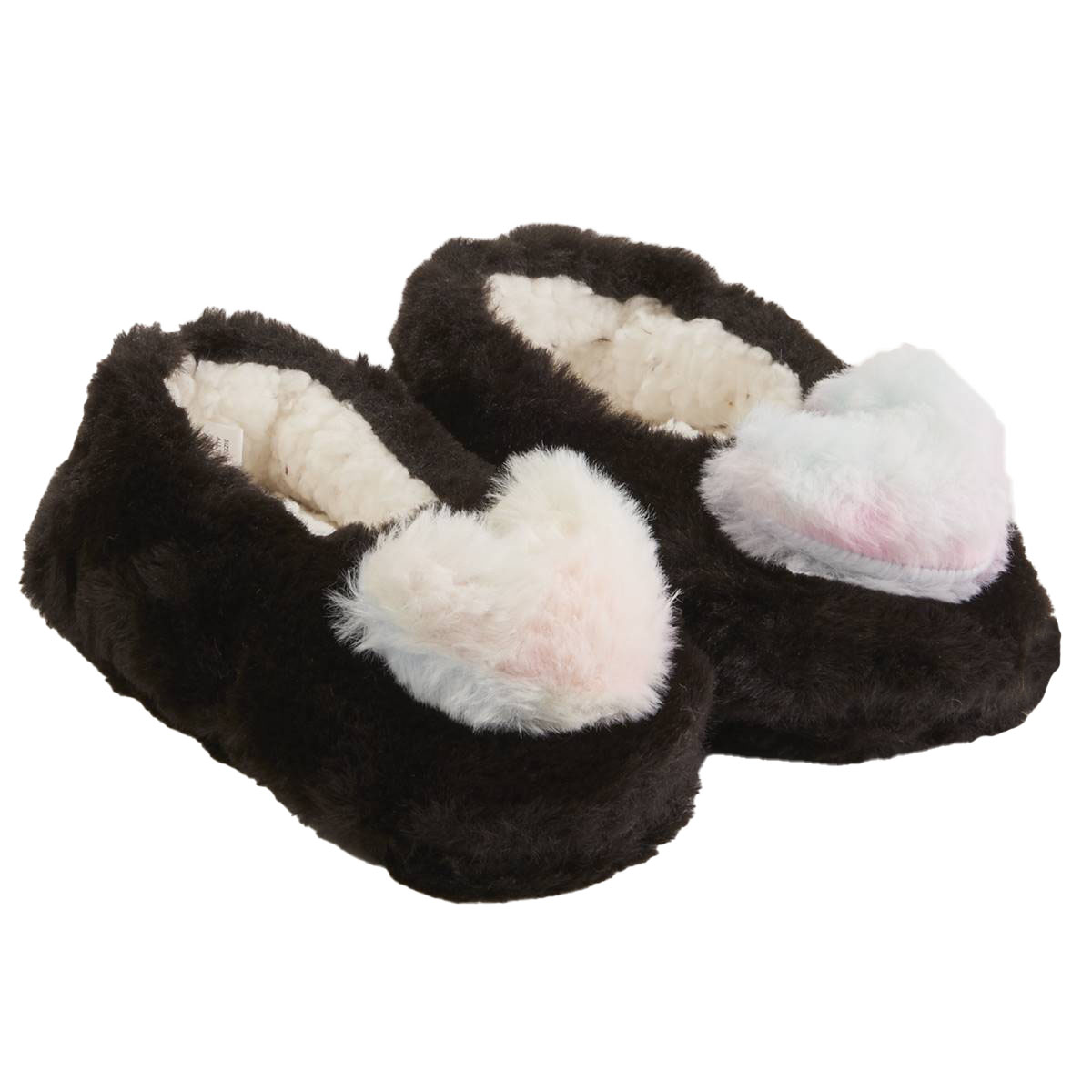 Girls Kensie Faux Fur Heart Slipper Socks