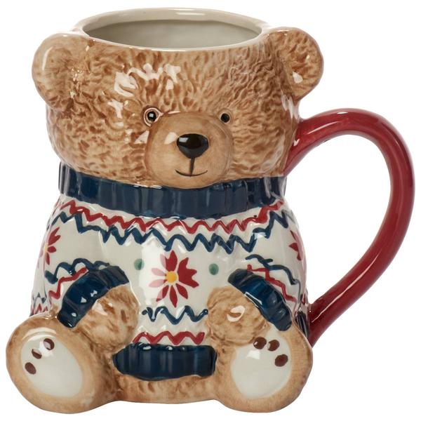 Home Essentials 30oz Teddy Bear Mug W/Sweater - Navy