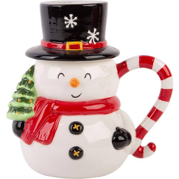 Home Essentials 14oz. Snowman Covered Mug with Hat and Cane
