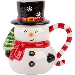 Home Essentials 14oz. Snowman Covered Mug with Hat and Cane