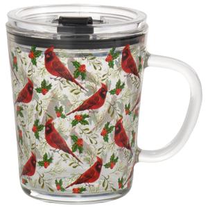 Home Essentials Christmas Cardinals Holly Berry Mug with Lid