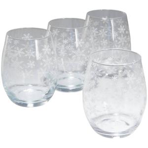 Home Essentials Snowflake Stemless Wine Glasses - Set of 4