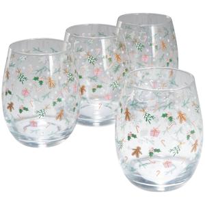 Home Essentials Gingerbread Stemless Wine Glasses - Set of 4