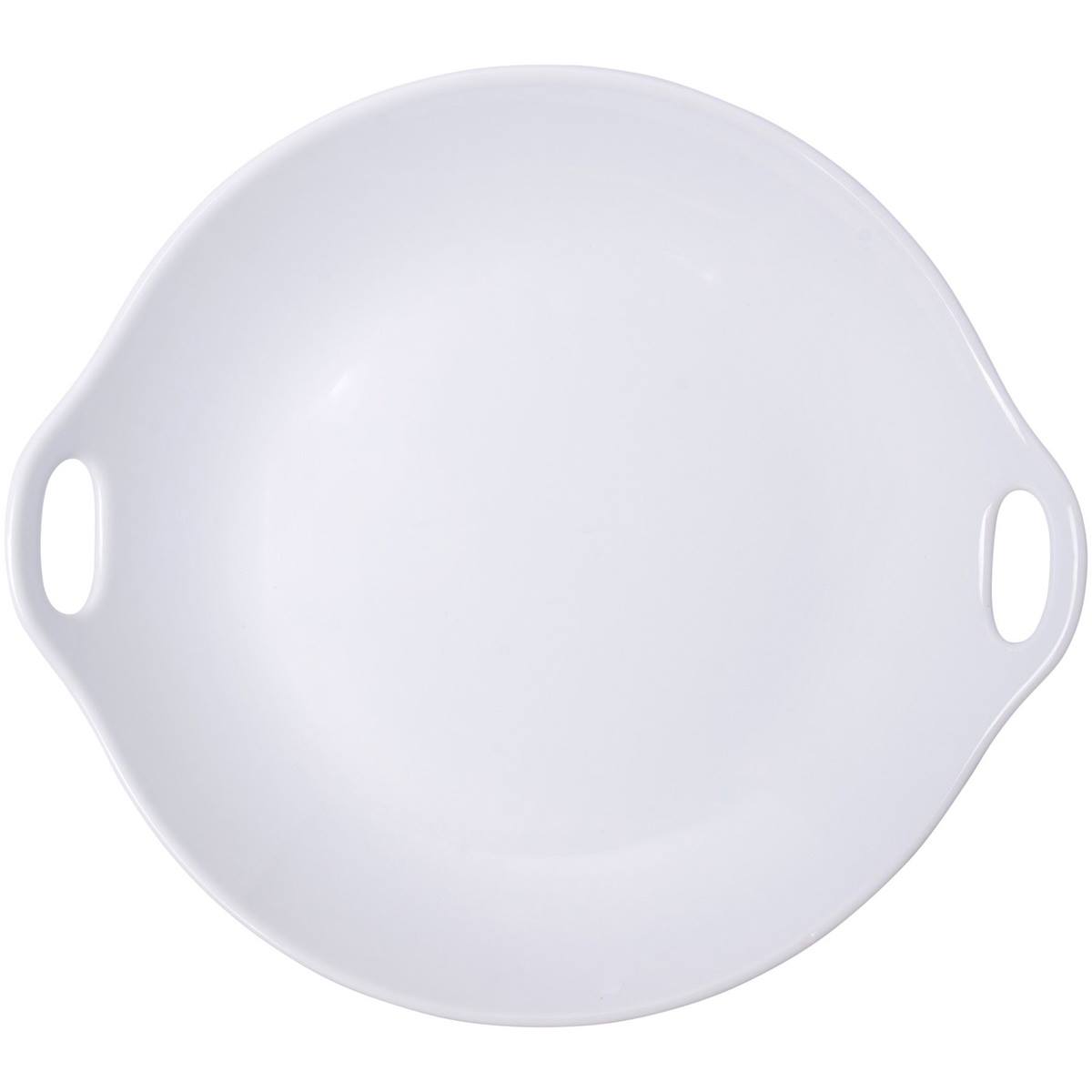 Home Essentials 11in. White Round Open Handle Platter