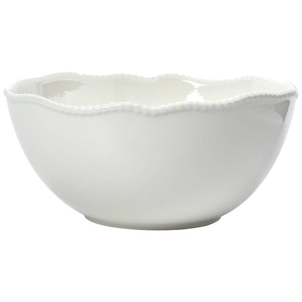 Home Essentials 10in White Bead Round Serving Bowl