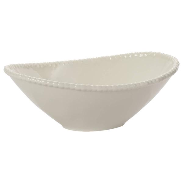 Home Essentials White Bead Oval Serving Bowl