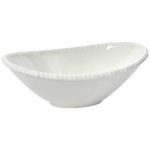 Home Essentials 11in White Bead Oval Serving Bowl