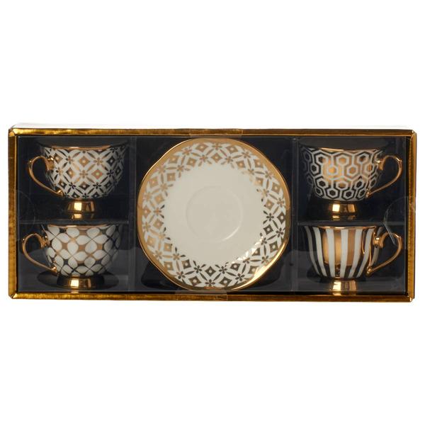 Home Essentials 8pc Asst 2oz Gold Espresso Cup Set