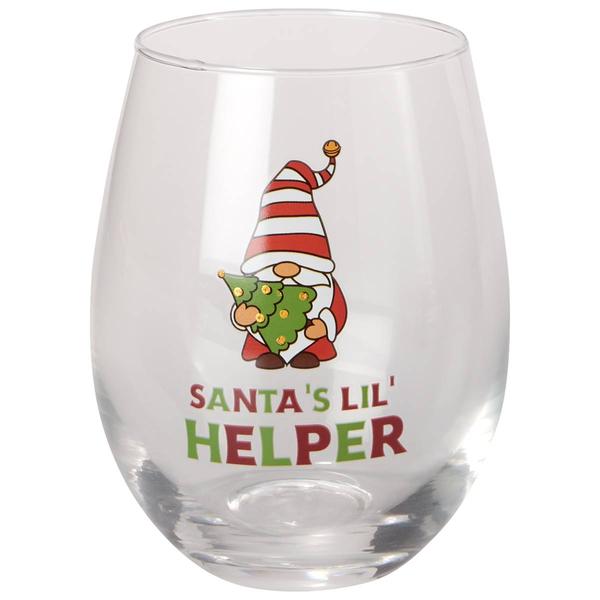 Home Essentials 18oz. Santa's Helper Gnome Stemless Wine Glass