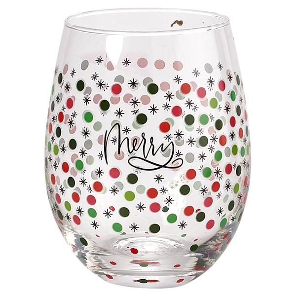 Home Essentials 18oz. Merry Stemless Wine Glass