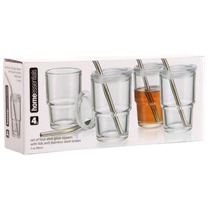Home Essentials Clear Mini Sippers with Straw - Set of 4