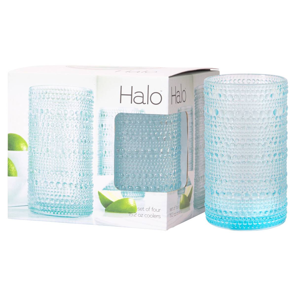 Home Essentials Halo Set Of 4 Aqua Highball Glasses