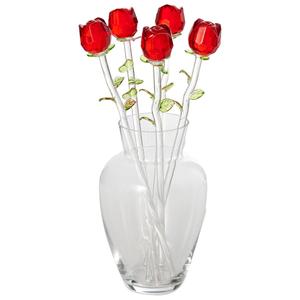 Home Essentials Red Roses with Vase Set of 6