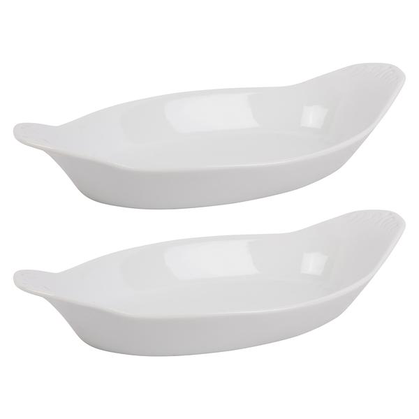 Home Essentials 10oz. Porcelain Oval Bakers - Set of 2