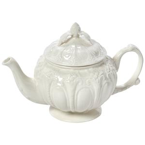 Home Essentials 26oz. Embossed Ivory Round Teapot