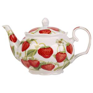 Home Essentials 37oz. Strawberry Chintz Scallop Teapot alternate view